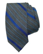 Van Heusen Mens Neck Tie Blue Gray Diagonal Stripes 58 Inch Long - $10.49