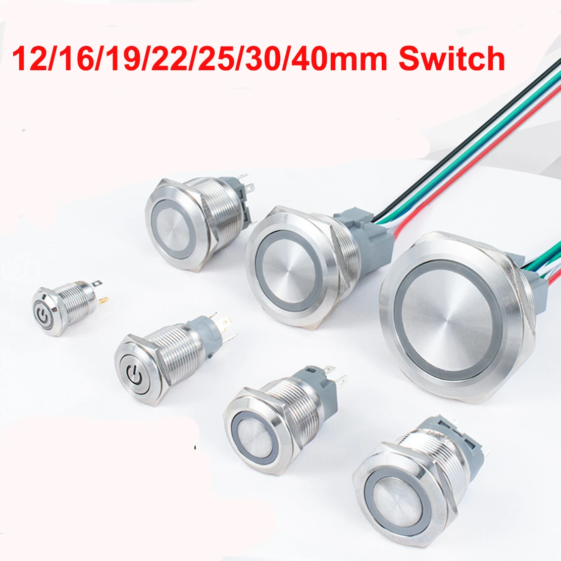 12mm 16mm 19mm 22mm 25mm 30mm 40mm metal reset aon switch jog round power symbol light thumb200