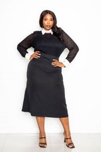 Women&#39;s Black Plus Size Collared Lace Midi Dress (1XL) - $115.34