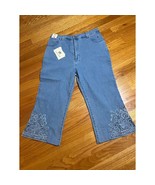 Lafei Nier bedazlled denim capris sequins embroidery NWT 10 retro avant ... - £23.21 GBP