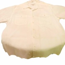 Vintage Visitor Men`s 100% Linen Shirt Beige Short Sleeve Button Down L - £15.73 GBP
