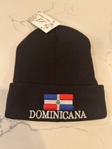 Dominican Republic beanie Hat Adult Fits All Black Color - £12.43 GBP