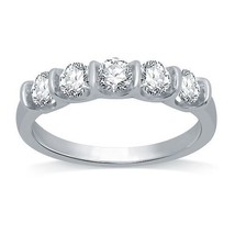 1CT Simulé Diamant 5-Stone Anneau de Mariage 14K Plaqué or Blanc - £206.39 GBP