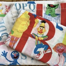 VTG Sesame Street Muppets Alphabet ABCs Twin Flat Sheet Pillowcase Big Bird Bert - £32.28 GBP