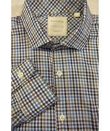 GORGEOUS Billy Reid Blue Gray White Plaid Standard Cut Cotton Shirt L 16... - £29.77 GBP