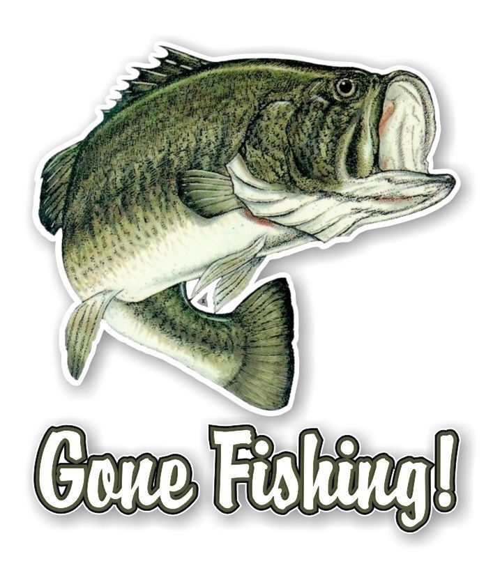 GONE FISHING Largemouth Bass Fish Decal / Sticker Die cut - $3.95 - $12.86