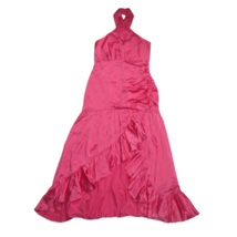 NWT Cinq a Sept Arianna in Pink Candy Silk Satin Halter Ruffle Dress 8 $595 - £101.20 GBP