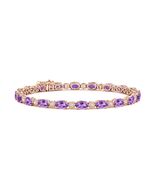 ANGARA 8.42 Ct Oval Natural Amethyst Tennis Bracelet with Diamonds in 14... - $3,899.00