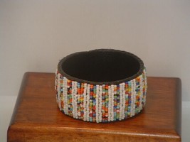 New Women&#39;s Multi Color African Beaded Wide Leather Bracelet - £7.79 GBP