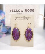 Kendra Scott Baroque Ella Yellow Rose Purple Magnesite Gold Drop Earring... - $83.66