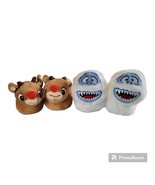 NWT Set Rudolph &amp; Bumble Size 2 Baby Toddler 3D Plush Slip-on Slippers S... - €13,46 EUR
