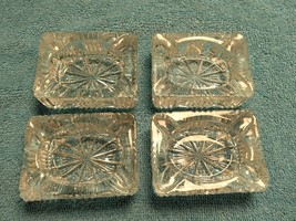 MCM Indiana Glass Crystal Glass 3x2x1 Cigarette Ashtrays Set of 4 Vintag... - $26.54