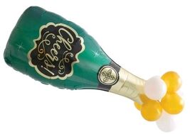 CHEERS! Giant Champagne Bottle 47” Foil/Latex Balloon - Personalize! NIP... - $9.89