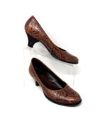 Aerosoles Womens Brown Embossed Leather &#39;Sembrero&#39; slip on Heel Pump Siz... - $532.53 MXN