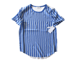 NWT Equipment Riley in Amp Blue Stripe White Contrast Back Relaxed Silk ... - £33.42 GBP