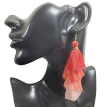 Fashion Jewelry Womens Coral Gold Tiered Tassel Bohemian Style Hook Earrings - £15.96 GBP