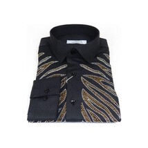 Men CEREMONIA Turkey Shirt 100% Cotton Fancy Rhine Stone #Roma 15 Black Slim Fit image 10