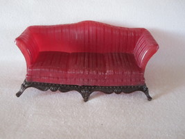 Doll House Miniature: Renwal Translucent Red / Brown Couch - Model #78 - £11.89 GBP