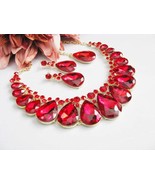 RED Sparkle Statement Wedding Necklace Great Bridal Wedding Jewelry Page... - £33.86 GBP