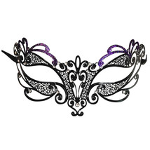 Purple Swirl Black Laser Cut Crystals Glitter Masquerade Metal Filigree ... - £9.54 GBP