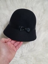 Gymboree Baby Girls Black Bow Bucket Wool Hat Size 4T-5T NWT - £11.86 GBP
