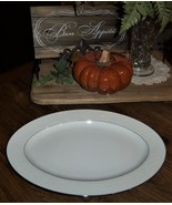 Parkleigh China Japan White Lace 318 14&quot; Oval Holiday Serving Platter GO... - $21.99