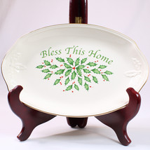Lenox Dimension Christmas Collection Holly Bless This Home Dish Green An... - £10.02 GBP