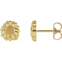 14k Yellow Gold Petite Sunflower Stud Earrings - £313.86 GBP