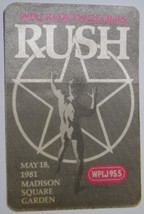 RUSH May 18 WPLJ Concert Pass 1981 Madison Square Garden 95.5 VG+ NY Ged... - £11.54 GBP