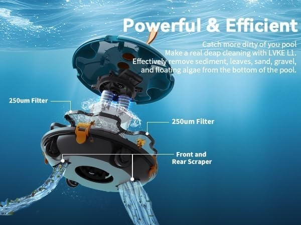 LVKE L1 Cordless Robotic Pool Cleaner, Pool Vacuum for Above Ground Pools Item image 4