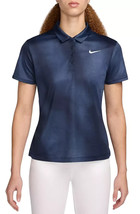 Nike Women&#39;s Victory Dri-FIT Print Short Sleeve Golf Polo Mystic Navy Si... - $29.99