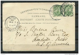 Denmark 1902 Picture Postal Card  to USA Pair - £10.28 GBP