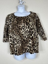NWT Jones New York Womens Plus Size 2X Animal Print Scoop T-shirt 3/4 Sleeve - £16.76 GBP