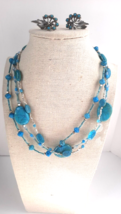 Avon Vintage 1886 Faux Turquoise layered Necklace, & Clip on Earring Set - £9.08 GBP