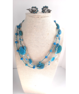 Avon Vintage 1886 Faux Turquoise layered Necklace, &amp; Clip on Earring Set - £8.88 GBP