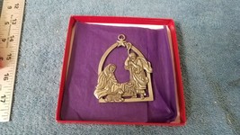 VTG 1988 Pewter Nativity Ornament Christmas Scene Seagull Pewter Canada Two Side - £11.13 GBP