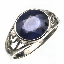 925 Sterling Silver Handmade Certified 7 Ct Blue Sapphire Gift Ring For Her - £69.31 GBP