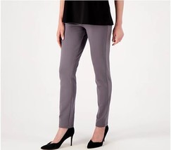 Women w/ Control Petite Luxe Ponte Pant w/ Faux Leather Trim (Smoke, PS) A518223 - $18.98