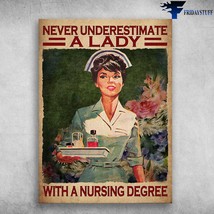 Nurse Poster Never Underestimate A Lady With A Nursing Degree - £12.86 GBP