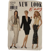 New Look Easy 6310 Sewing Patterns Uncut Size A 8-18 Jacket Vest Skirt - $5.95