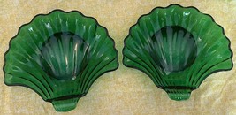 Anchor Hocking - Forest Green - Shell Shaped Dessert Bowls - Set Of 2 1957-1965 - £11.26 GBP