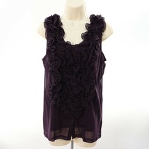 Apt 9 Womens Ruffled Mesh Tank Top &amp; Cami Set M Medium Dark Purple Button Front  - $24.97