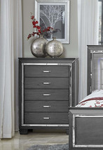 Modern Gray Chest w/ 5 Drawers &amp; Mirror Trim - $904.99