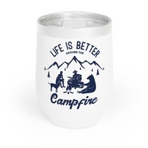 Personalized Campfire Wine Tumbler - 12oz Stainless Steel - Double Walled - Cust - $26.78