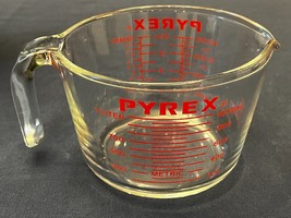 Pyrex 532 Glass Red Letters J Handle Measuring 4 Cup 1 Qt 32 oz 1000ml - Vintage - £19.32 GBP