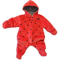 Calvin Klein Baby Bunting Snowsuit 3-6 Months Pink Velvet Valentine Heart Hooded - £20.82 GBP