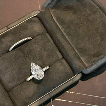  2.25 Ct Pear Shaped 14K White Gold Finish Diamond Anniversary Bridal Ri... - $93.49
