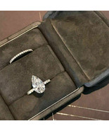  2.25 Ct Pear Shaped 14K White Gold Finish Diamond Anniversary Bridal Ri... - $128.26 CAD