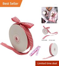 Elegant Red &amp; White Gingham Ribbon - 25 Yds x 5/8 - $19.75
