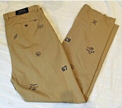 Polo RALPH LAUREN Khaki Chino PANTS Size: 36 x 30 NEW Varsity Football - £101.34 GBP